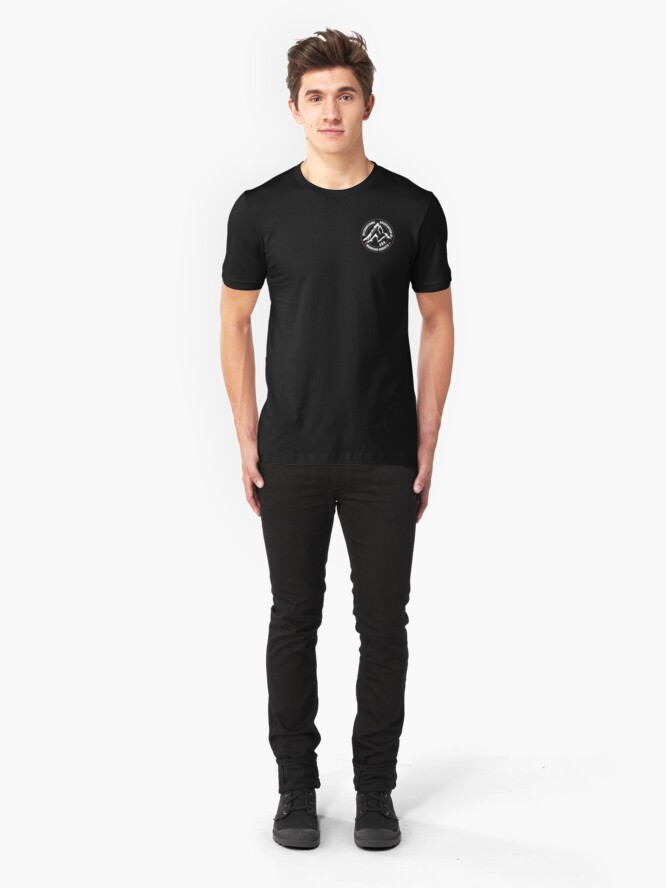 Alternate view of International Association of Mountain addicts badge Slim Fit T-Shirt