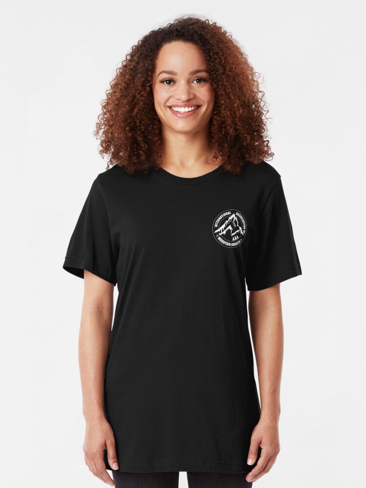Alternate view of International Association of Mountain addicts badge Slim Fit T-Shirt