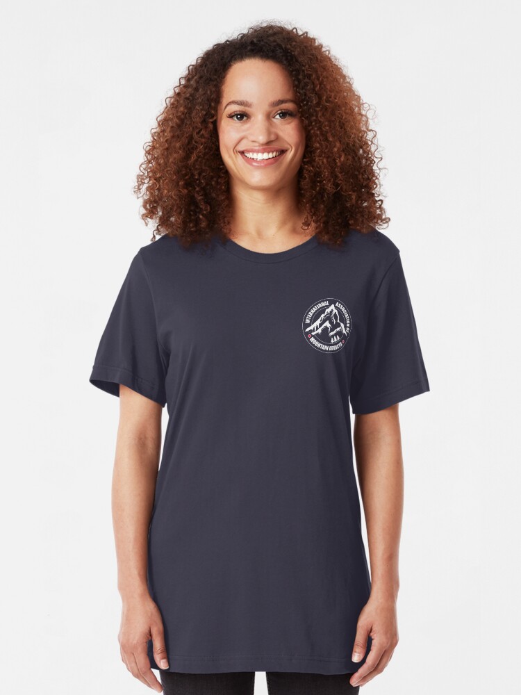 Alternate view of International Association of Mountain addicts badge Slim Fit T-Shirt