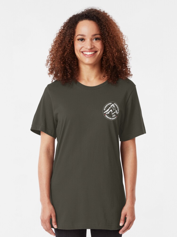 Alternate view of International Association of Mountain addicts badge Slim Fit T-Shirt
