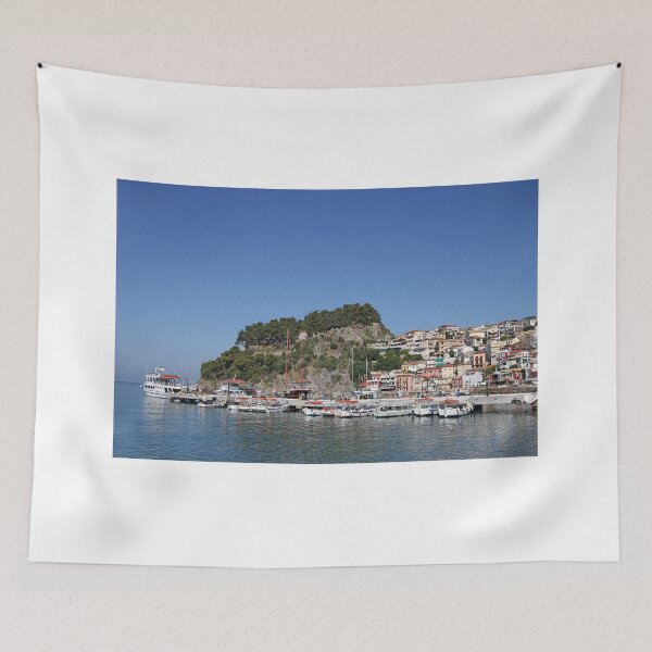 Item preview, old castle and colorful buildings Parga Greece designed and sold by goceris.