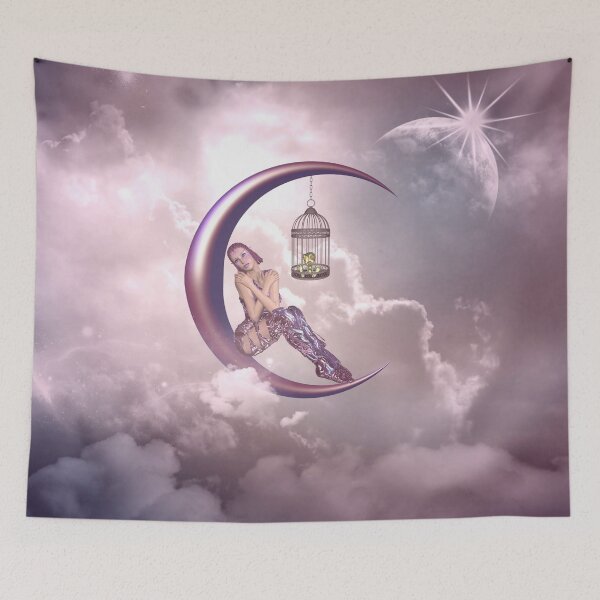 Item preview, Wonderful fairy with bird on the moon designed and sold by nicky2342.