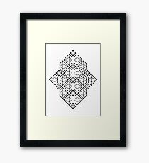 Diamonds - Geometric Lines Pattern (Black) Framed Print