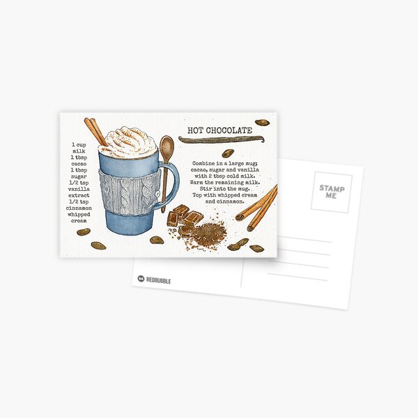 Illustrated Recipe: Hot Chocolate Postcard