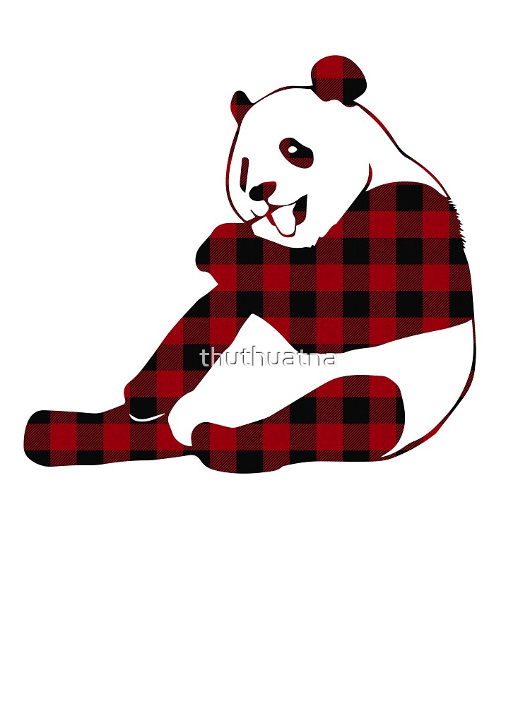 Red And Black Plaid Panda Matching Family Pajama T-Shirt Baby One