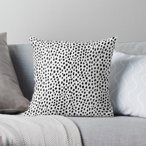 Dalmatian Spots (black/white) Throw Pillow