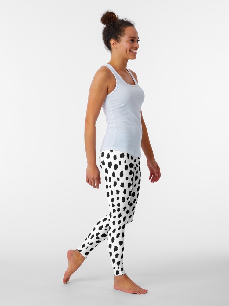 Polka Dots Dalmatian Spots Black And White Leggings by Beautiful