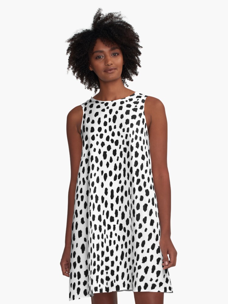 white dress with black spots