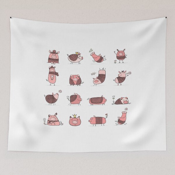 Item preview, Cute piggy ornate silhouette, symbol of 2019 year for your design designed and sold by Kudryashka.
