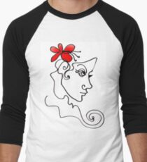 Blumenmädchen - Line Art Baseballshirt für Männer