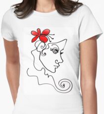 Blumenmädchen - Line Art Tailliertes T-Shirt für Frauen