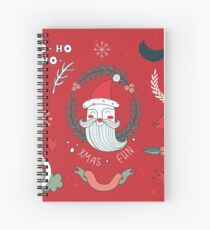 Christmas New Year Celebration Hand drawn design elements set with Santa Claus Snowflakes Cute plants Snowflakes Red Green Colorful Spiral Notebook
