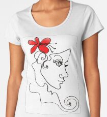 Blumenmädchen - Line Art Frauen Premium T-Shirts