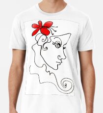 Blumenmädchen - Line Art Männer Premium T-Shirts