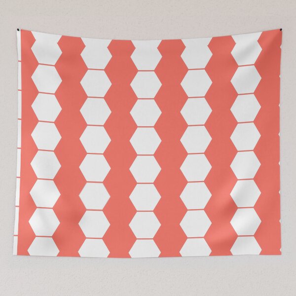 Item preview, LIVING CORAL HEXAGON STRIPES designed and sold by ozcushionstoo.