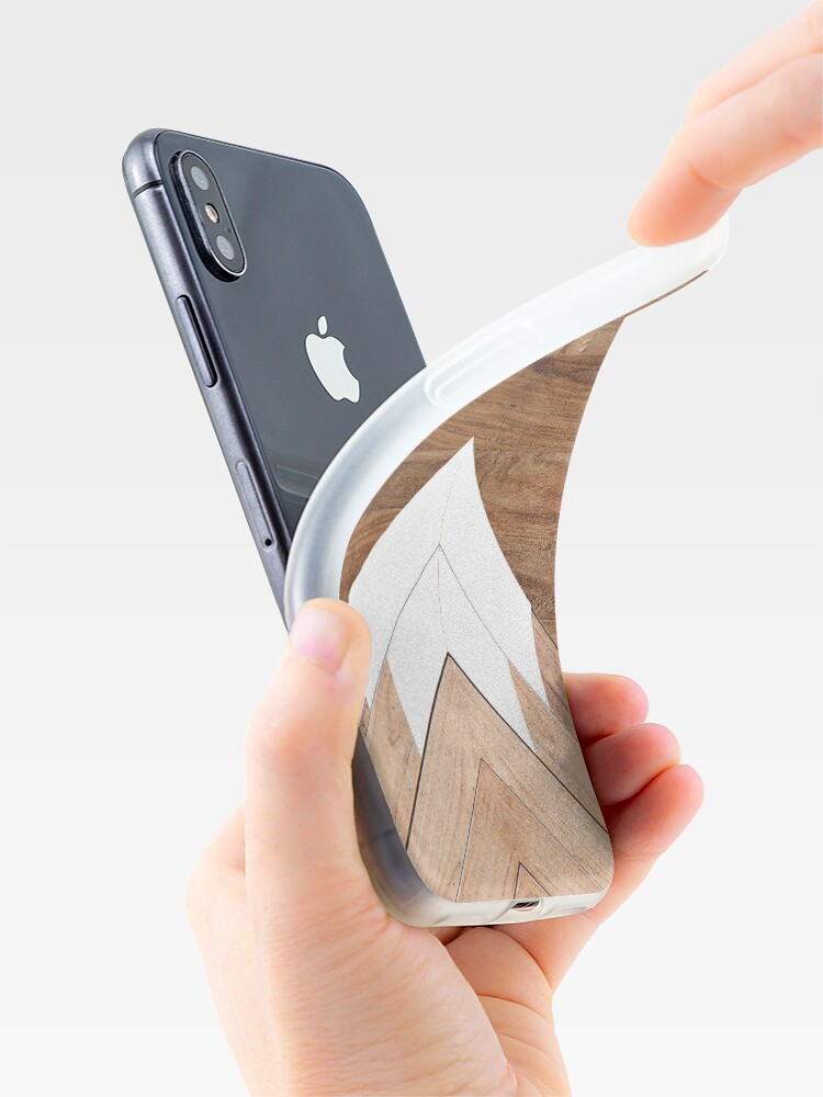 Alternate view of Wooden snow-capped mountains iPhone Case & Cover