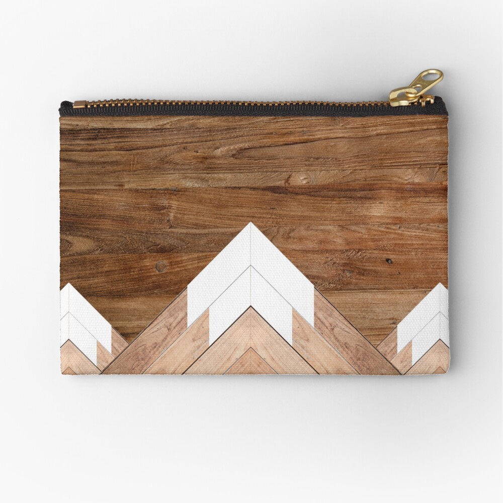 Wooden snow-capped mountains Zipper Pouch