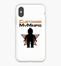 Black Minifig Standing, in front of Customize My Minifig Logo iPhone Case