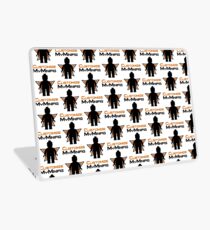 Black Minifig Standing, in front of Customize My Minifig Logo Laptop Skin