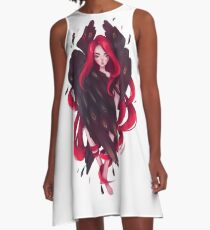 Schwarze Flügel A-Linien Kleid