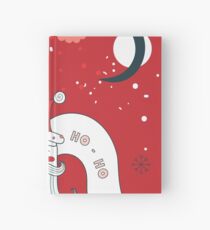 Merry Christmas Happy New Year Santa Claus greeting card Banner Red background Holiday design elements Snow Moon Polka dots Hardcover Journal