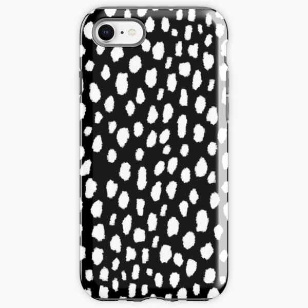Handmade polka dot brush strokes (black and white reverse dalmatian) iPhone Tough Case