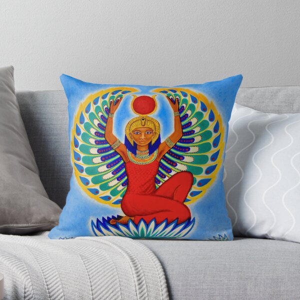 Winged Isis Egyptian Goddess Auset Throw Pillow
