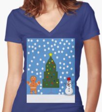 christmas snow Women's Fitted V-Neck T-Shirt