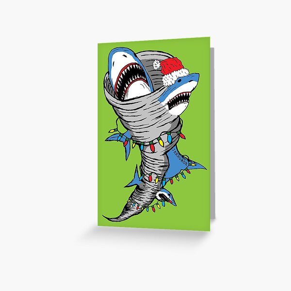 Santa Shark Tornado Greeting Card