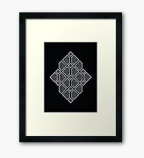 Diamonds - Geometric Sketch Pattern (White) Framed Print