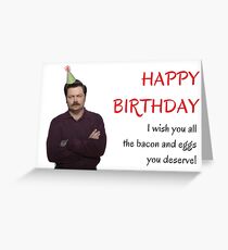 Ron Swanson, Parks and Rec, Gifts, Presents, Comedy, Food, World, Celebrity, Sitcom, Cool mugs, Sticker packs Greeting Card