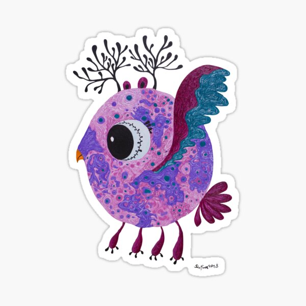 Fat Bird in dark Gothic style inspirited by Van Gogh Sticker