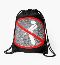do not pee on the Dude's rug Drawstring Bag