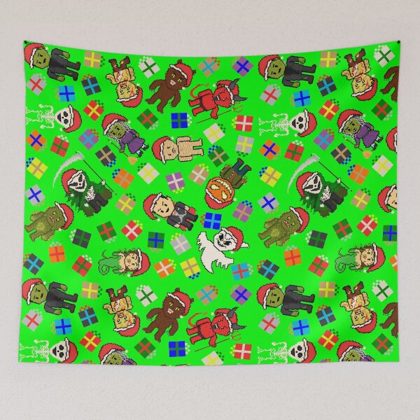 Item preview, Pixel Monsters Christmas Pattern With Presents! (Green) designed and sold by gkillerb.