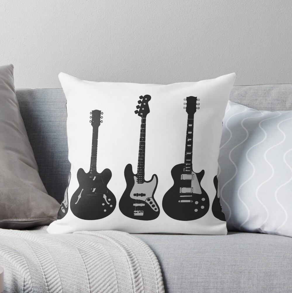 Guitar Throw Pillow By Metalcharisma Redbubble