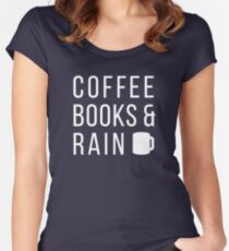 Livres de café et pluie T-shirt échancré