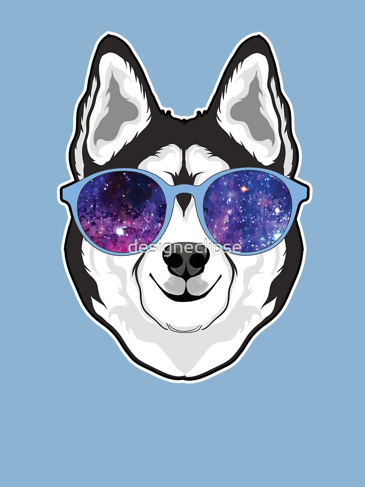 Siberian Husky Dog In Galaxy Sunglasses Kids T Shirt