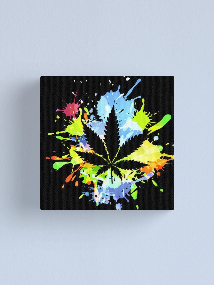 "Cannabis Weed Leaf Colorful Paint Art 420 Design" Canvas Print by