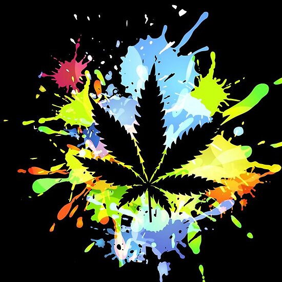 Cannabis Weed Leaf Colorful Paint Art 420 Design Posters by Desire