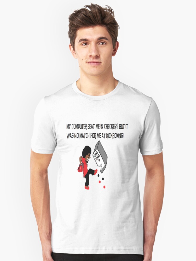 Alternate view of Computer beat me in Checkers Slim Fit T-Shirt