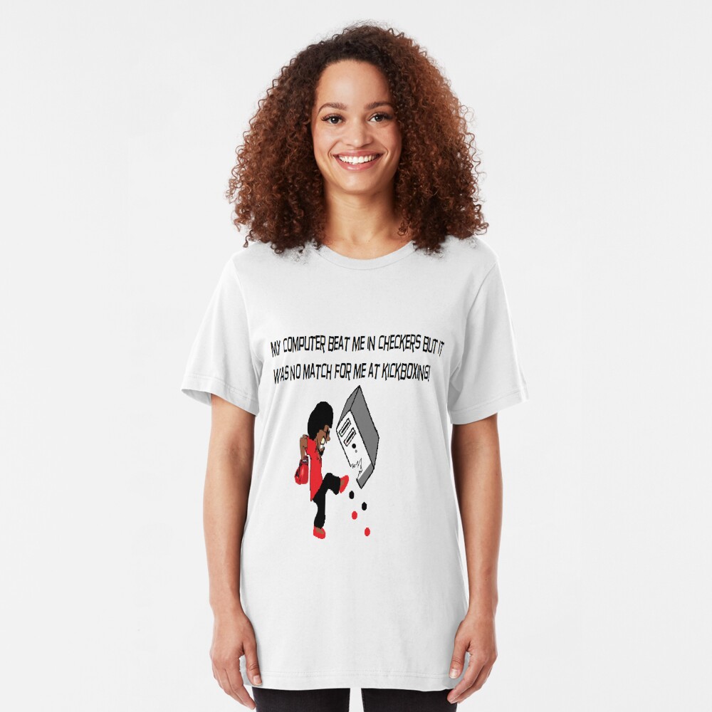 Computer beat me in Checkers Slim Fit T-Shirt