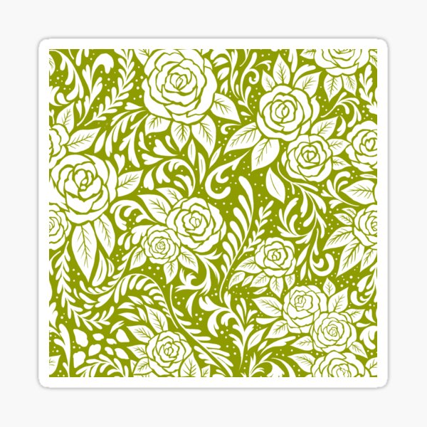 Floral Tile Pattern - Light Green 1 Sticker