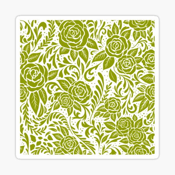 Floral Tile Pattern - Light Green 2 Sticker