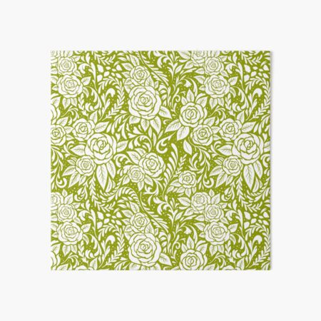 Floral Tile Pattern - Light Green 1 Art Board Print