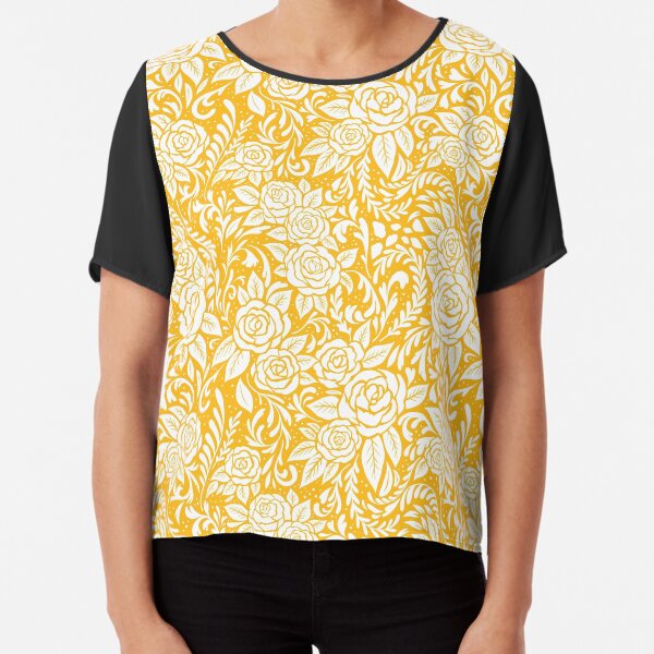 Floral Tile Pattern - Gold 1 Chiffon Top