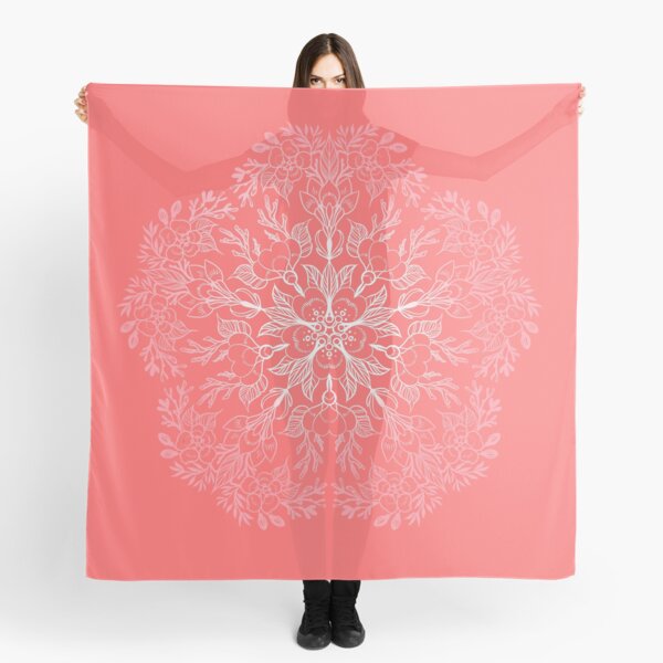 cherry blossom mandala- Coral sakura Scarf