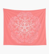 cherry blossom mandala- Coral sakura Wall Tapestry