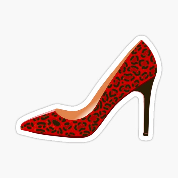 Red Leopard Print High Heel Shoe Sticker