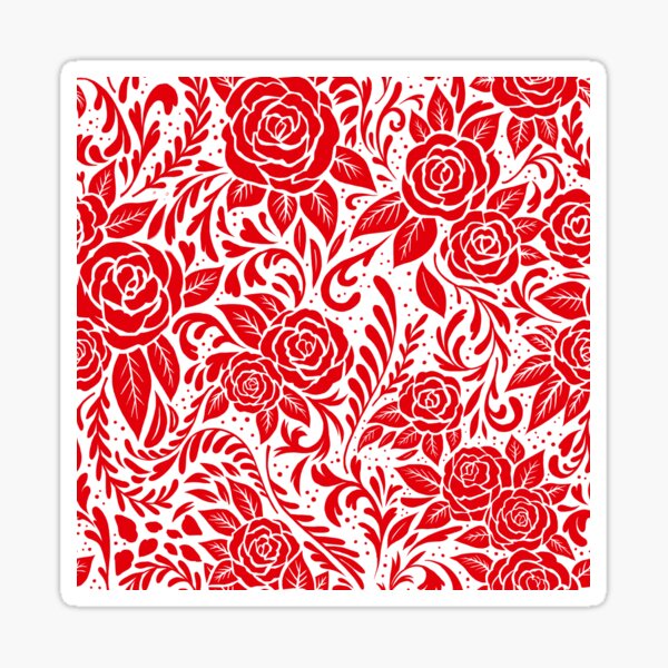 Floral Tiled Pattern - Red 1 Sticker