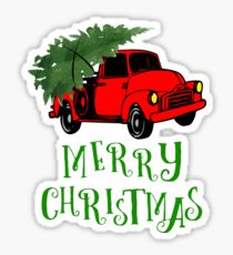Truck with Christmas Tree - Merry Christmas Sticker